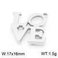 Colgante LOVE de acero inoxidable pulido plata 17x16mm para creación de bisutería - Color Acero (KLJ7972-Z)