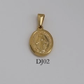 Vintage gold stainless steel oval religious Virgin Mary relief pendant with clasp - DJ02-Virgin Mary-Gold