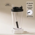 Ink black 710ml Tritan straw cup with telescopic wide straw for bubble tea - 24oz / Ink Black