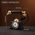 Retro zwart en bronzen telefoonornament, vintage woondecoratie, 18cm x 15,5cm - Zwart en Goud Vintage Stijl