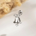 Silver bow bell cartilage stud earring with clear gemstone and screw back closure - Silver Bow Bell Style (DZ015-4#)