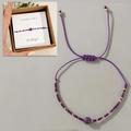 Details zum violetten Amethyst-Armband aus Perlen mit eleganter Geschenkbox und Karte - Februar Geschenkbox Plus/Lila