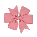 Detailed view of pink grosgrain ribbon bow with elegant fishtail ends for girls - Pink