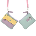 Multicolor macaron small purse with heart pendant and detachable neck strap for women - Green
