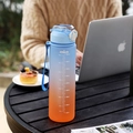 Large capacity 32oz sports water bottle with blue and orange gradient and leakproof lid - Gradient Blue Orange/Straw