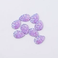 Detailed view of eight purple teardrop-shaped resin crystals with glitter on white base - Purple (8)