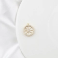 Round golden starburst pendant with white zircon inlay for DIY jewelry design - Zircon 8-pointed Star 16mm