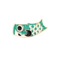 Lindo broche de carpa koinobori de estilo japonés en esmalte verde y blanco - Verde