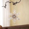 Sparkling 15cm transparent acrylic snowflake ornament with silver glitter and faux gem - Irregular 3D Snowflake A (15cm)
