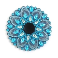 Mandala diamond painting fidget spinner toy with blue crystals and black lace base - Style TL17