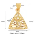 Macro detail of triangle gold evil eye pendant showing precise dimensions and hole size - Triangle Gold Eye Moon L456152-Gold