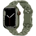 Correa de silicona calada verde oliva para Apple Watch con diseño transpirable de ojo de gato - Caqui