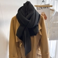 Classic black knitted scarf with vertical ribbed texture for women autumn winter wear - Black