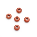 Five smooth red natural stone abacus beads with large 5mm holes for jewelry making - Red Jasper