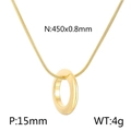 Minimalistische gouden titanium stalen ketting met ronde hanger en slangenketting - Enkele Ring Goud (KN236539-HR)