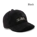 Winter black plush baseball cap with Colorado embroidery and thick fuzzy texture - Colorado Letter Embroidery Style / One Size (Circumference 56-60cm) / Black