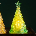 Mini glowing crystal Christmas tree night light with warm green LED for desk decor - Green Yellow Light