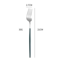 Elegant silver stainless steel dining fork with a slim forest green handle and 21cm length - Green Silver Dinner Fork