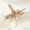 Champagne gold Christmas artificial flower decoration for DIY tree hanging, 28cm x 23.5cm - Champagne Gold Christmas Flower / 28cmx23.5cm