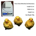 Three-piece yellow resin chick figurines set with detailed feather texture in packaging - 3 Pcs Chick Set