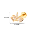Titanium gold crown earring with clear crystal stone, size 0.65cm x 0.92cm for piercing - Crown Shape Style (T2555-4) / Gold
