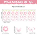72pcs watercolor floral and butterfly wall decals set with detailed sizing specifications - Watercolor Pink Butterfly Flower Set (UV26Y80024T_T) / 20x30cmx4 Sheets