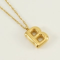Golden puffy 3D letter B bubble pendant necklace with polished finish and fine chain - Letter B [Gold]