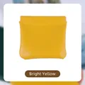 Portable bright yellow PU leather storage pouch with self-closing metal spring clip - 8*8cm / Bright Yellow
