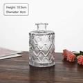 Transparent glass vase with diamond embossed texture 10.9cm height for home decor - Wave Pattern