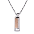 Silver square geometric couple necklace featuring a rose gold Love Devotion pendant - Female Style Silver & Rose Gold (KP59938)