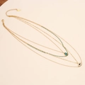 Detail of layered gold necklace featuring turquoise beads and evil eye pendant charm - Evil Eye Water Drop Green Beads Style (5#)