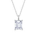 Elegant S925 silver necklace with emerald cut cubic zirconia pendant on white background - SLZN27-P-7X9 Silver Rectangle