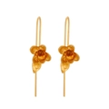 Elegant gold flower earrings with pearl accent and calla lily design in matte finish - Matte Gold Magnolia Style (M-001)