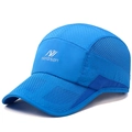 Breathable bright blue mesh baseball cap with white logo for outdoor sports and sun protection - Adjustable / Sapphire Blue