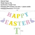Colorful Happy Easter glitter banner set with bunny silhouette and 3m hanging rope - Rabbit HAPPY EASTER Multicolor