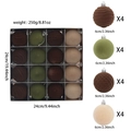 Set of 16 flocked Christmas ornaments in four textures, 6cm velvet ball tree pendants - Coffee Green Brown Mix