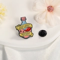 Spilla smaltata a forma di pozione rosa con testo Self Love Potion e chiusura in gomma nera - Cz0415-4