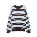 Maglione da donna a righe con girocollo e maniche lunghe con spalle scivolate - S / A righe
