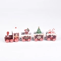 Trenino di Natale in legno a quattro carrozze in rosso, bianco e marrone festivo - Trenino color caffè