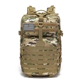Tactical camouflage backpack with MOLLE system and American flag patch for hiking - One Size / CP Camouflage