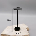 Black acrylic T-bar earring display stand with hexagonal base, 14cm height version - Large Hexagonal Base