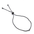 Minimalist black box chain adjustable bracelet with slide clasp in sleek metal finish - Round Beads / Black