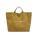 Borsa tote gialla in finto camoscio con scritta TOTE BAG e design capiente ed elegante - Marrone