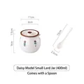 400ml white ceramic lard pot with daisy pattern and lid including ceramic spoon - Daisy (400ml)