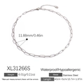 Silver stainless steel paperclip chain necklace with waterproof hypoallergenic coating - XL31266S-Necklace