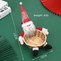 Plush Santa Claus bamboo storage basket for Christmas candy and festive decorations - Santa Claus