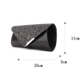 Elegante schwarze Abendtasche mit Glitzerklappe und Silberrand, 25 cm x 11 cm x 5 cm - TW037 (25x11x5cm) / Schwarz