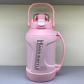 Pink large-capacity sports water bottle with handle and push-button straw lid - Girl Pink
