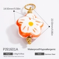 Orange and white petal pendant in 18k gold plated stainless steel for DIY jewelry - Orange White Petal Pendant (PJ91601A)