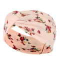 Detail of pink floral yoga headband with retro paisley print and twisted knot design - Pink Ditsy Floral Polka Dots (13)